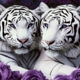 thumbnail image 6 of Patifu White Tigers Purple Roses Round Tablecloth Stain-Resistant Washable for Indoor Outdoor Restaurants Weddings Parties Home Decor 31"-35, 6 of 8