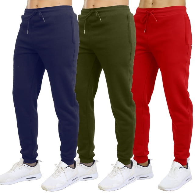 Galaxy by Harvic Paquete de 3 Pantalones Deportivos Ajustados de Forro Polar para Hombre (S-2XL)