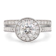 thumbnail image 2 of Round Cut Moissanite Lab Created Diamond Halo Engagement Wedding Ring Set 14K White Gold Over Sterling Silver(G-H Color,VVS1 Clarity,1.75 Cttw)-5.5, 2 of 8