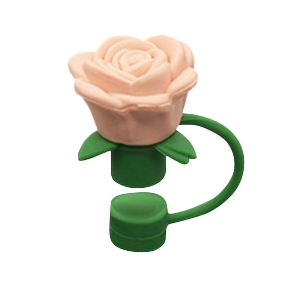 1Pcs Cup Straws Topper Creative 3D Silicone Flower 10mm Rose Straw Topper Fit for Cup Reusable For Valentine's Day
