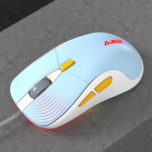 Ratón para juegos con cable AJAZZ AJ129 Computadora Gamer Ratones Ergonómico Viaje 500Hz Accesorio de clic ligero para el hogar Oficina azul Guardurnaity EL005268-03B
