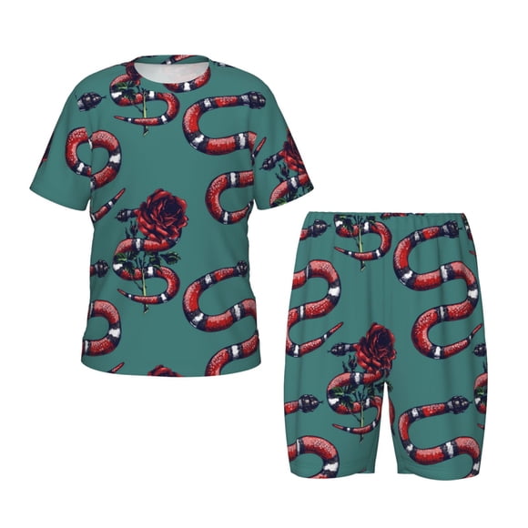 Balery Snake And Rose Conjunto de Pijama Infantil de Manga Corta con Estampado – Ropa de Dormir de Algodón Suave-Medium