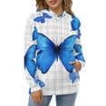 thumbnail image 3 of POBUDS Hoodie, Regular Fit Sporty Pullover Hooded Sweatshirt for Men Women Blue Butterfly L, 3 of 6