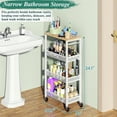 thumbnail image 3 of Carrito de almacenamiento OKZEST Utility de 4 niveles estrecho con tapa de madera, 3 of 9