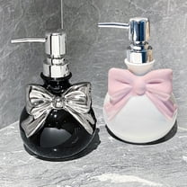 Bowknot Ceramic Soap Dispenser Set - Split Bottle Lotion & Hand Soap Press Bottles, Stylish Bathroom Counter Decor, Romantic Valentine's Day Refresh & Easter Home Organizing, 3.94*6.3in, Black