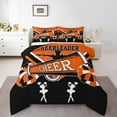 thumbnail image 2 of Cheerleading Comforter Set Cute Cheerleader Bedding Set, Black and Orange Down Comforter Dancer Princess Bed Set, Cheerleading Dance Quilted Duvet Room Decorative, 2 of 7