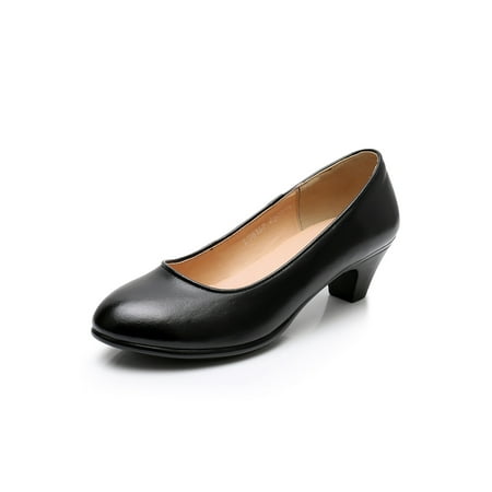 

Lacyhop Ladies Dress Shoes Mid Heel Work Pump Pointy Toe Pumps Casual Slip Resistant Heeled Shoe Lightweight Slip-On Block Heels Black 7.5