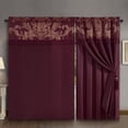 thumbnail image 2 of Chezmoi Collection Royal 4-Piece Jacquard Floral Window Curtain Set, Maroon/Gold, 2 of 7