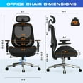 thumbnail image 3 of JONPONY 700lbs Big and Tall Office Chair with Wide Thick Seat Cushion for Sitting All Day,Ergonomic Mesh Desk Chair with Adjustable Lumbar Support and Headrest ,4D Armrests,Black, 3 of 12