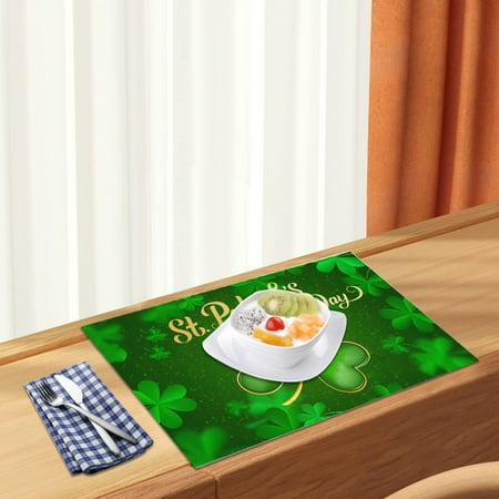 

AZZAKVG Placemats Set Decoration St. Patricks S Day Placemat Irish Plaid English Decorative Table Runner Insulated Tablecloth