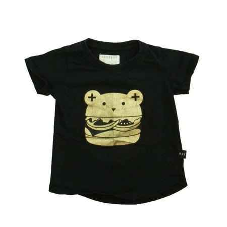 

Pre-owned Huxbaby Girls Black | Gold | Burger T-Shirt size: 3T
