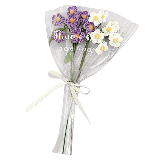 Combo de flores artificiales DIY sin ensamblar, flores de tela decorativas para oficina morado y blanco