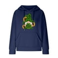 thumbnail image 4 of Women's Waffle Sweatshirts St. Patrick's Day Letter Graphic Print Drawstring Casual Loose Pullover Hoodies with Pockets(Blue,S), 4 of 5
