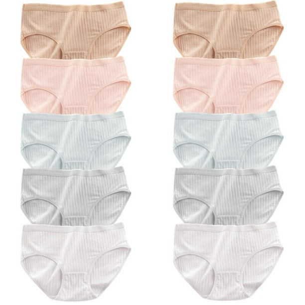 TrowBridge-bragas de algodón para mujer, ropa interior sencilla a rayas, bragas transpirables suaves y acogedoras, 10 unids/set