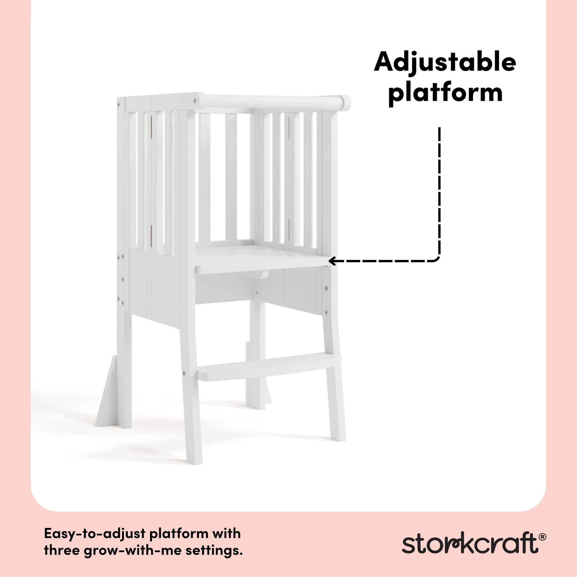 Storkcraft Toddler Montessori Foldable Step Stool, White