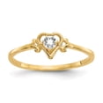 thumbnail image 5 of Primal Gold 14 Karat Yellow Gold White Topaz Birthstone Heart Ring, 5 of 8