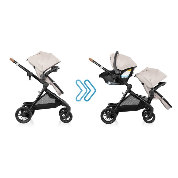 Evenflo Pivot Xpand NXT Travel System featuring LiteMax NXT Infant Car Seat, Canyon Beige
