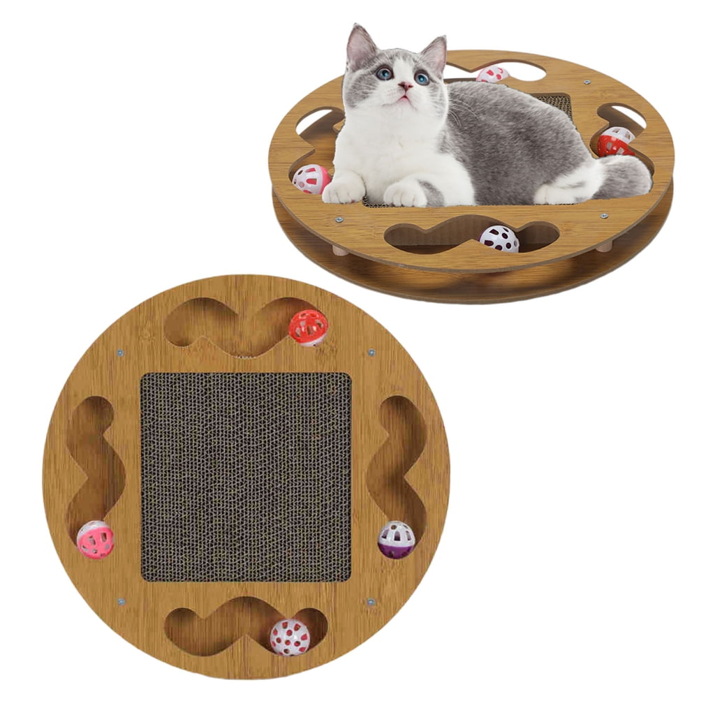Interactive Cats Toy with Teasing Track Ball Circuit Toy with Scratch Pad Multifunctional Cats Teasing Toy