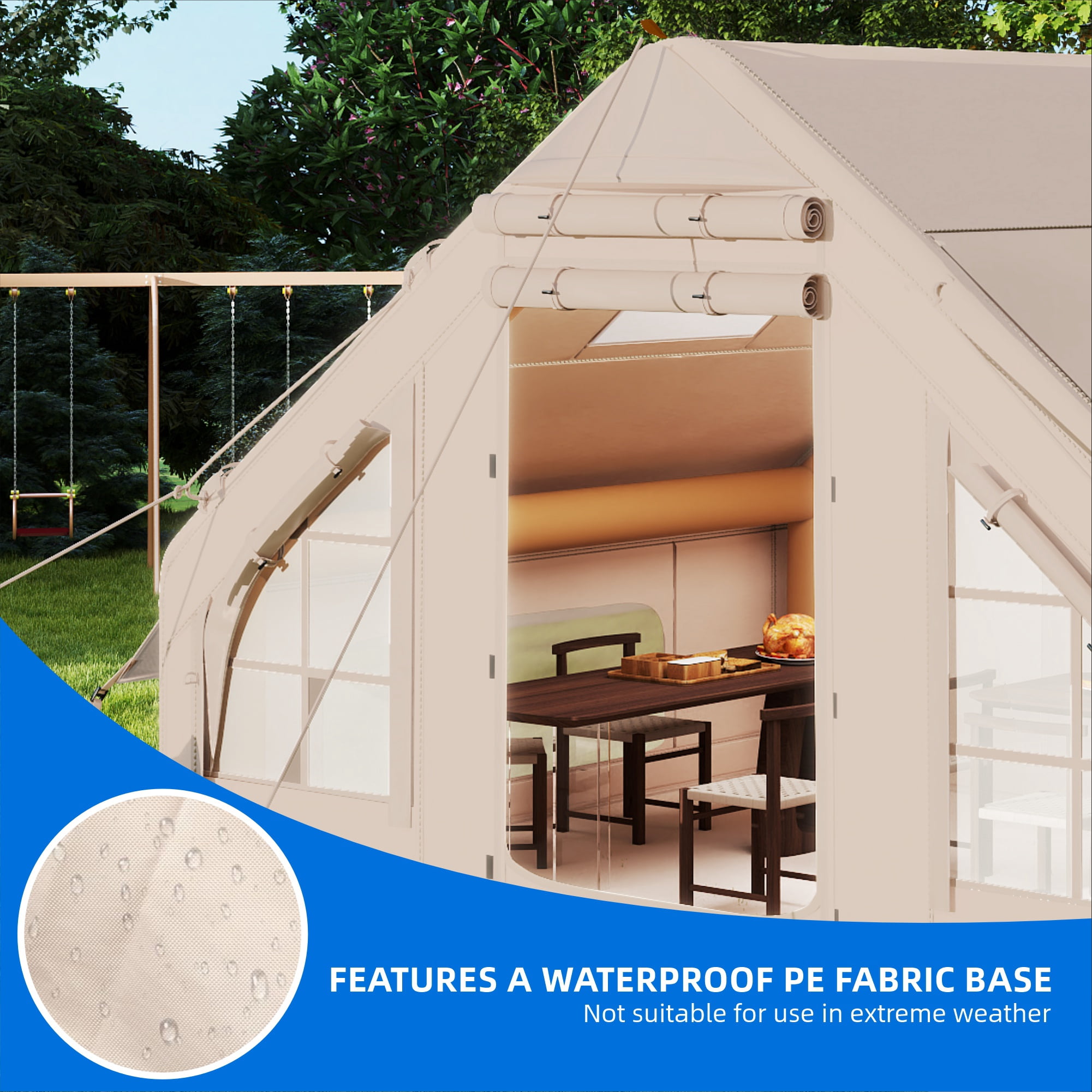 Dextrus Easy Setup 4 Season Waterproof Windproof Outdoor Blow Up Glamping Tent with Pump, Suitable for 2-6 people