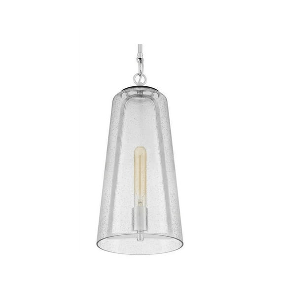 Desmond 60-Watt 1-Light Polished Nickel Pendant with Smoke Seedy Glass Shade