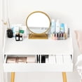 thumbnail image 3 of Oumilen Modern Vanity Set with Stool and Round Mirror, White, 3 of 8
