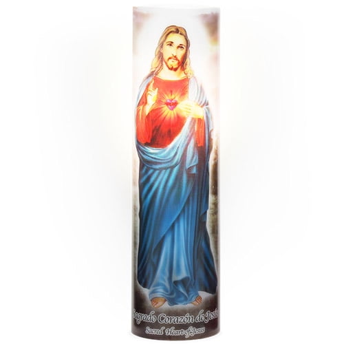 Jesus Flameless LED Devotional Prayer Candle with Automatic Timer, Unique Religious Decoration for Home, Office, or Place of Worship