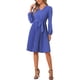 thumbnail image 2 of Vestido casual plisado de manga larga con cuello en V y cintura ajustable de INSPIRE CHIC, azul S, 2 of 5