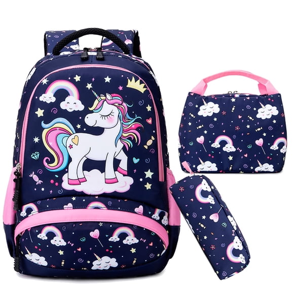 Mochila Jumpopack Unicorn para niñas con bolsa de almuerzo y estuche para lápices