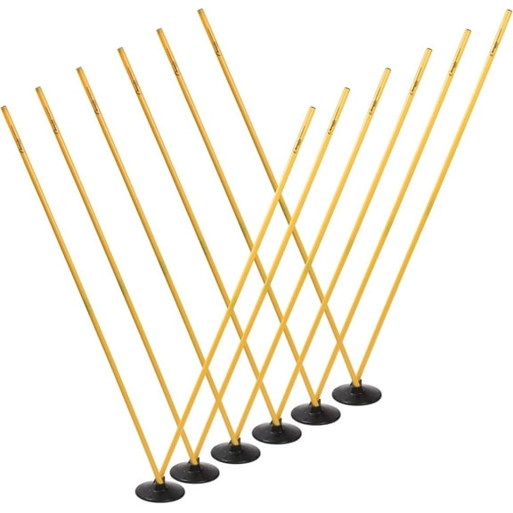 Champion Sports Outdoor Sports Agility Pole Set, 4 Poles with Spring Loaded Spikes, 71 Inches, Yellow