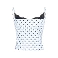 thumbnail image 4 of Samlisa Spaghetti Strap Camisole Tops for Women Trendy Polka Dots Printed Lace Shelf Bra Tank Tops Summer Sleeveless Slim Fit Cami Tops Tshirts White M, 4 of 8