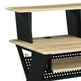 thumbnail image 2 of Tin 47 Inch Wood Music Desk Studio Station, Keyboard Tray, Shelves, Brown - Saltoro Sherpi, 2 of 5