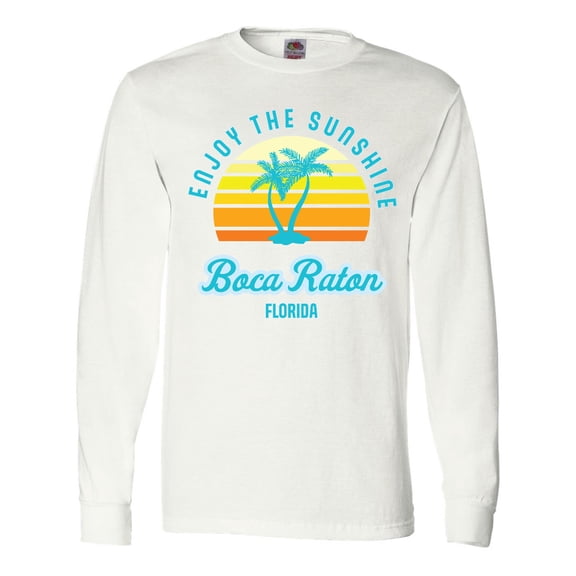 Inktastic Summer Enjoy the Sunshine Boca Raton Florida in Blue Long Sleeve T-Shirt
