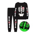 thumbnail image 2 of Emy Dola Kids Pajamas for Girl Boys Skeleton Glow-in-The-Dark Cotton Sleepwear Toddler Halloween PJs Outfit 2 Pieces Set, 2 of 9