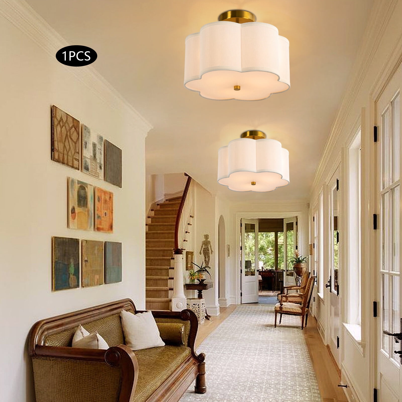 Flush Mount Ceiling Light, Ceiling Light Fixture, Ceiling Lamp for Living Rooms, Bedrooms, Kitchens, Dining Rooms, Entrances (12.99*5.9inch) (Not Included Bulbs)