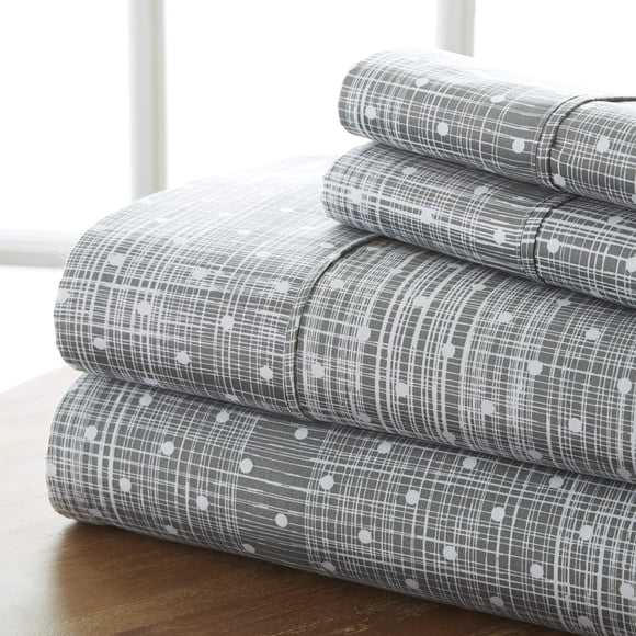 Linen Market 4 Piece Sheet Set Patterned, Full, Polkadot Gray