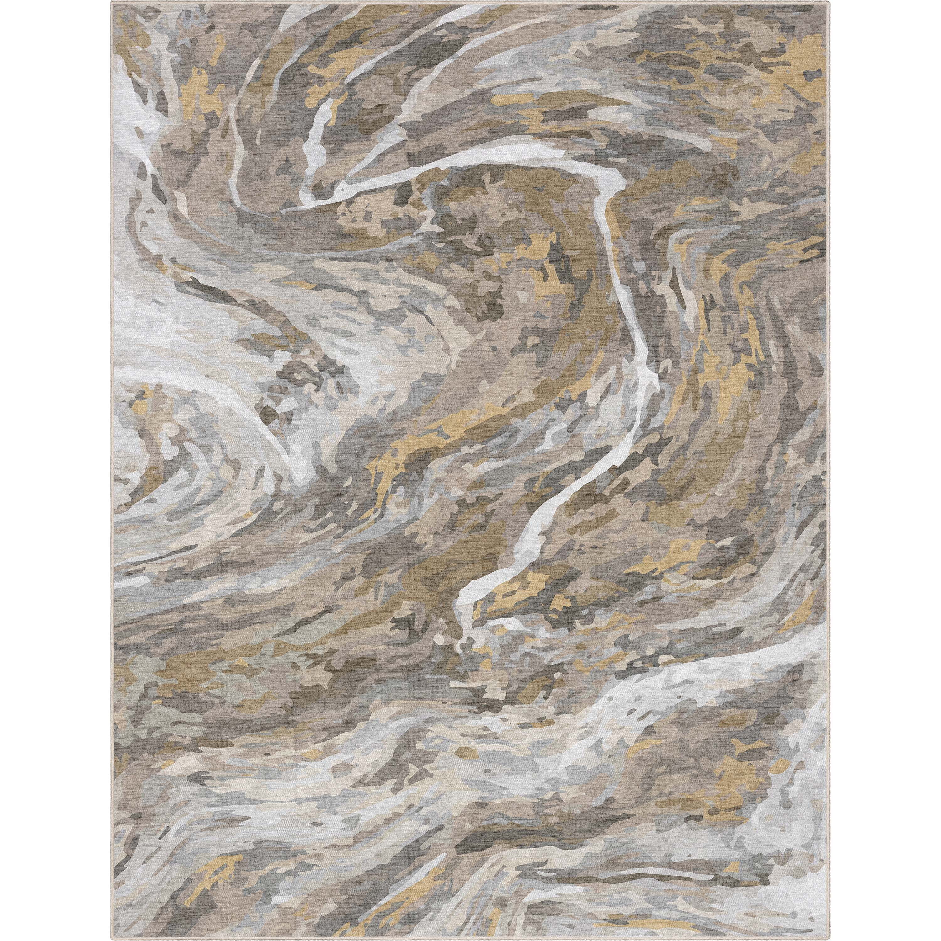 Well Woven Abstract Dunes Modern Retro Marble Flat-Weave Beige Gold 7'7" x 9'10" Area Rug
