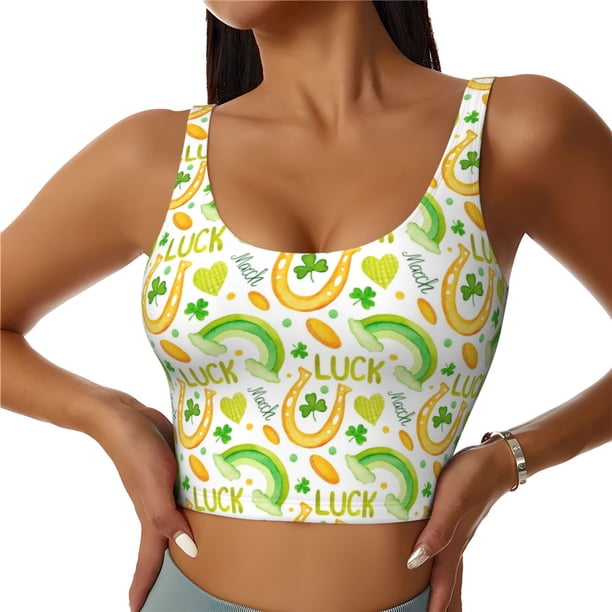 Balery St Patrick's Day1 Sujetadores deportivos con espalda cruzada para mujer, acolchados, sin costuras, de alto impacto, ideales para yoga, gimnasio, entrenamiento y fitness.-