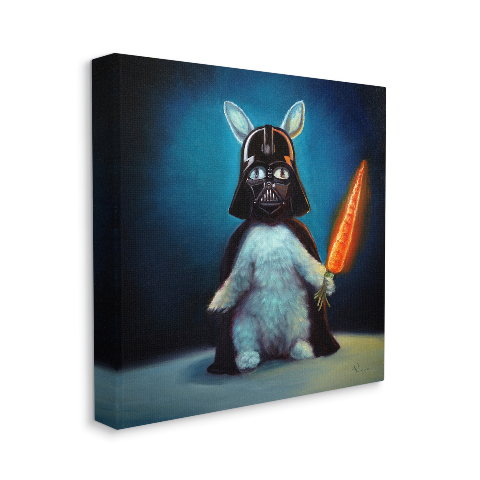 Stupell Industries Rabbit Star Wars Neon Carrot Cartoon Pet Portrait,36 x 36, Design by Lucia Heffernan