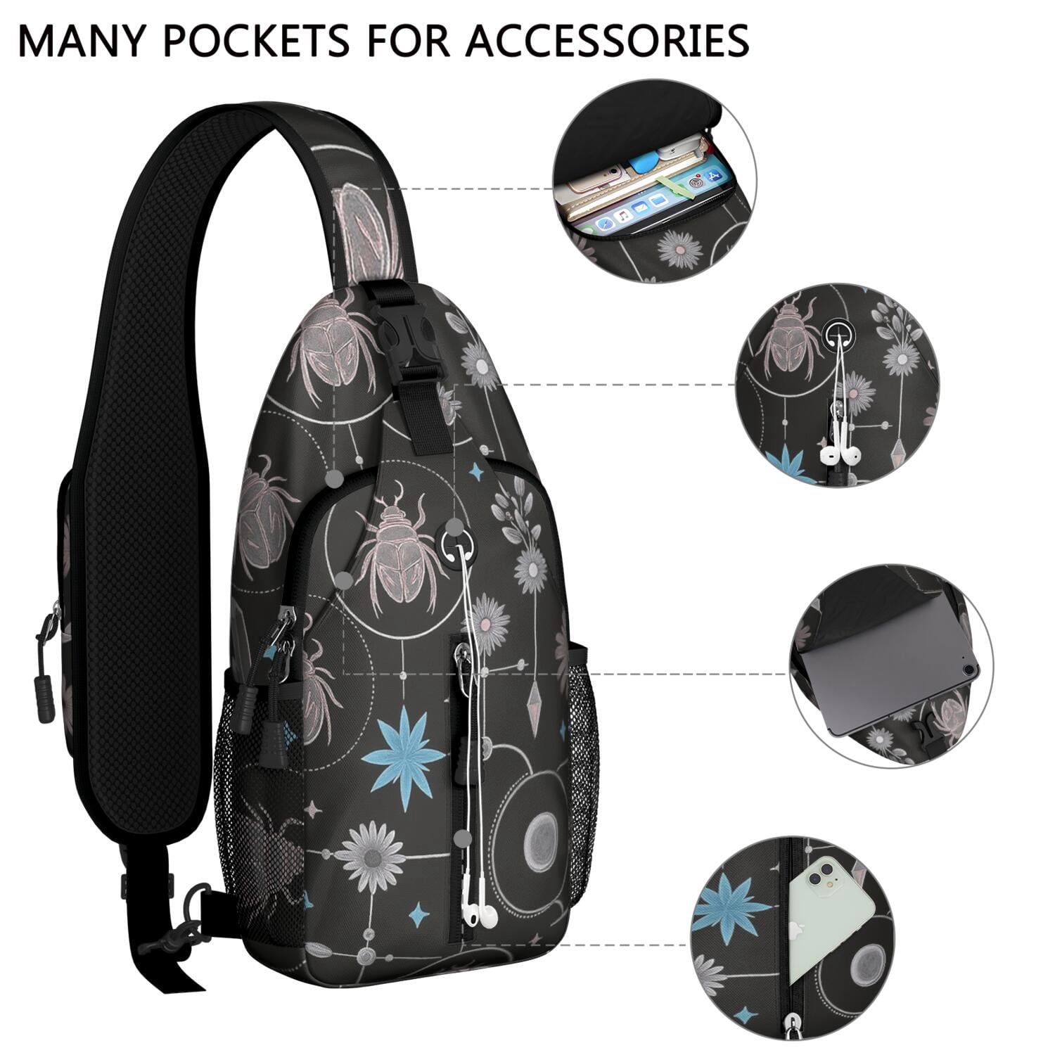 Gothic Butterfly Moon Crossbody Sling Bag for Women Men Travel Sling Bag Casual Bag for Traveling Office Small Travel Backpack Gym Sports Travel Hiking Daypack