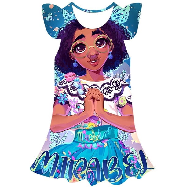 Disney Girls Magic full house princesa vestido verano niñas cuello redondo Magic full house princesa vestido dibujos animados lindo vestido 1-10Y4T Gao Jinjia LED