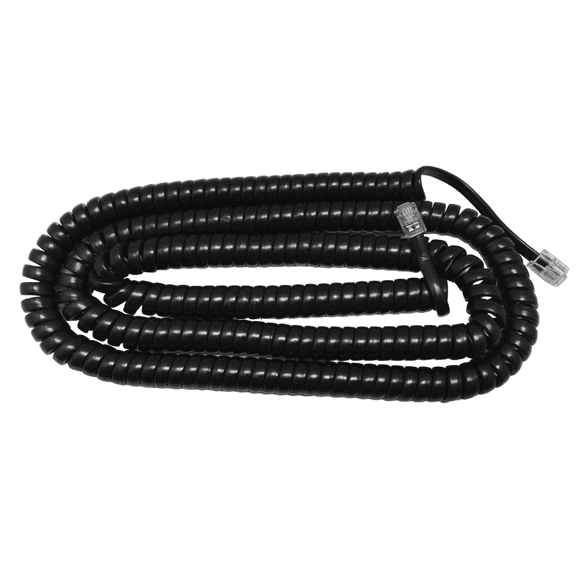 The VoIP Lounge 25 Foot Gloss Black Long Handset Receiver Curly Coil Cord for Landline Phone