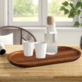 thumbnail image 5 of Oval Wooden Serving Tray - Walnut Wood Cheese Plate Charcuterie Board - Decorative Trays for Coffee/Tea Table - Kitchen Bathroom Counter Tray - Candle Trays Home Decor（30*14*2cm), 5 of 5
