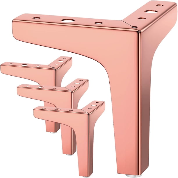 Juego de 4 patas para muebles que soportan hasta 800 kg, pata de mesa moderna de metal en forma de triángulo de 10 cm, pata de horquilla para muebles para armario, sofá, con 16 tornillos y 4 protector