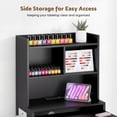 thumbnail image 5 of Advwin Foldable Manicure Table with Charging Station & Storage Cabinet, Wall-Mount Extendable Nail Tech Desk with Fabric Drawer & Shelf, Space-Saving Multipurpose Table for Home Office, Black, 5 of 11