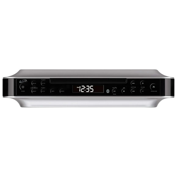 iLive Radio sous Armoire Bluetooth (FM) Lecteur CD et Lecteur MP3, Bluetooth, USB, Entrée AUX, MP3, CD, Système de Musique avec Minuterie de Cuisine, Horloge Numérique, w