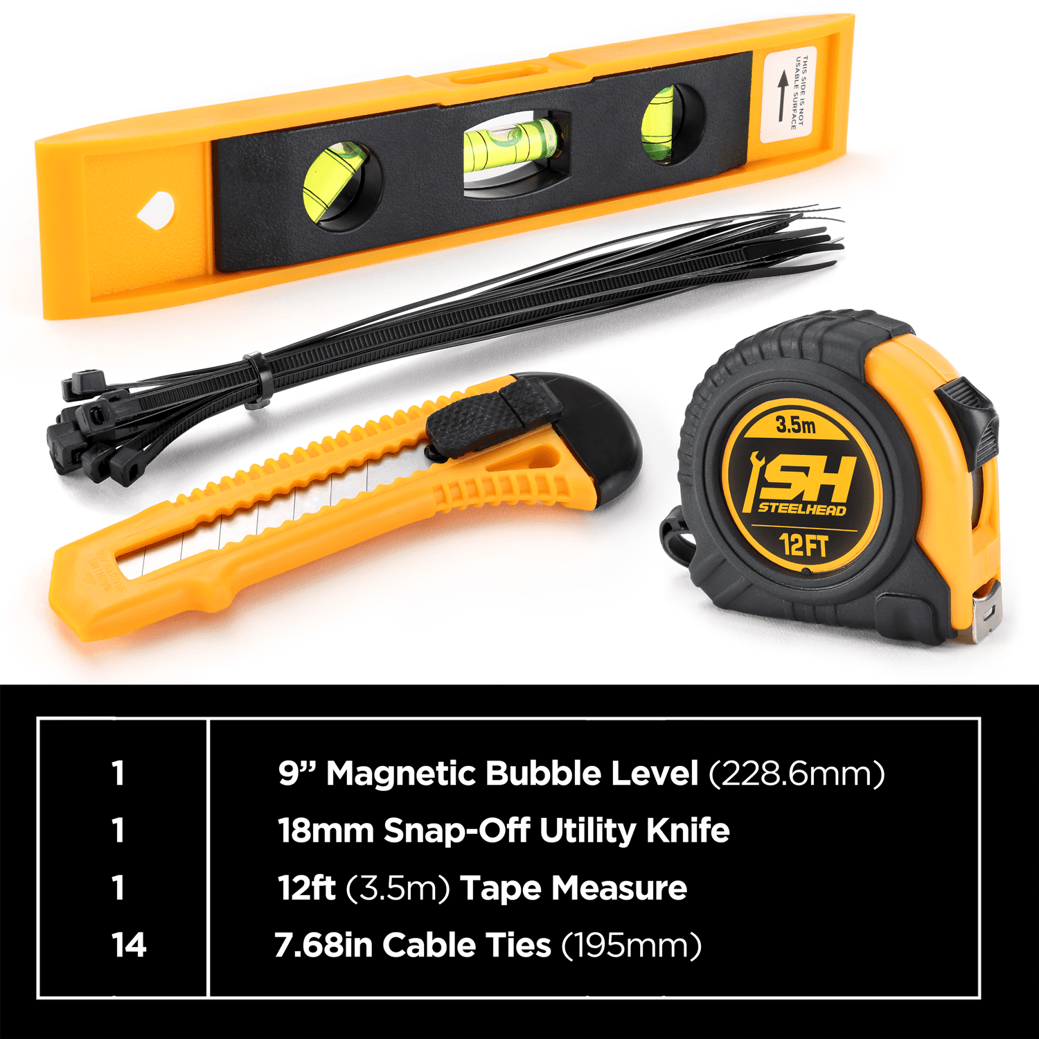 STEELHEAD 71-Piece Tool Set, 3/8” Sockets, Screwdriver Handle w/ 10 Bits, Pliers, Tape Measure, Hammer, Utility Knife, Ties, Heavy-Duty Reinforced Case, Great for Home, Office, Dorm, USA-Based Support