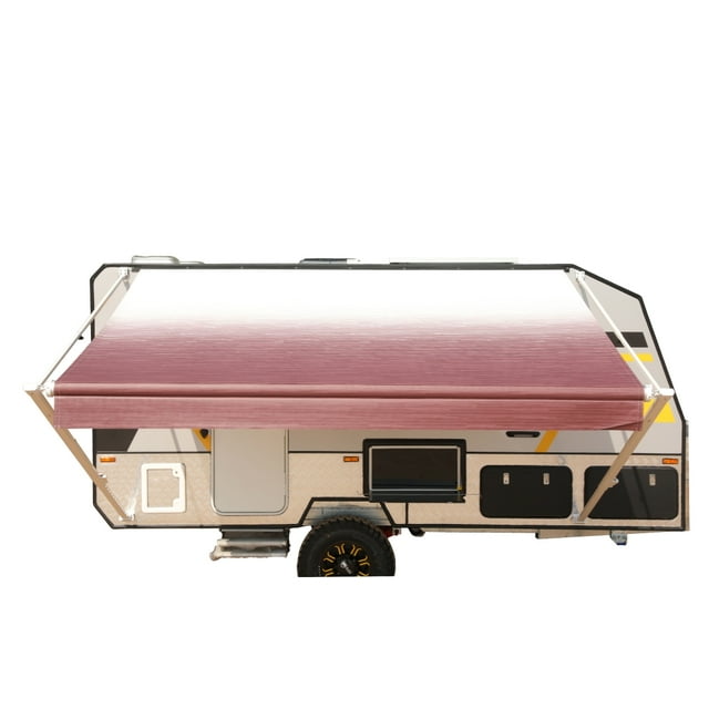 ALEKO 8'X8' Retractable RV/Patio Awning, Burgundy Fade Color