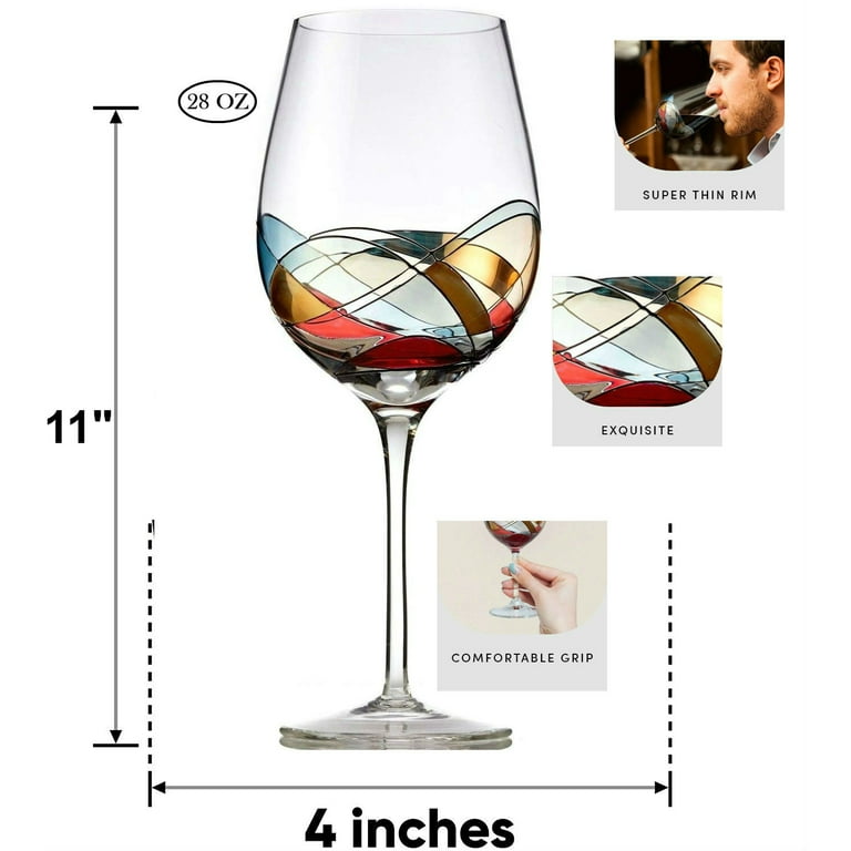 Madison Décor Gold Ombre Red Wine Glasses  Thin, Handblown Glass – Tall,  Elegant Stem – Dishwasher Safe – 21 Ounce Cup – Great Gift Idea – Set of 12 Wine  Glasses 