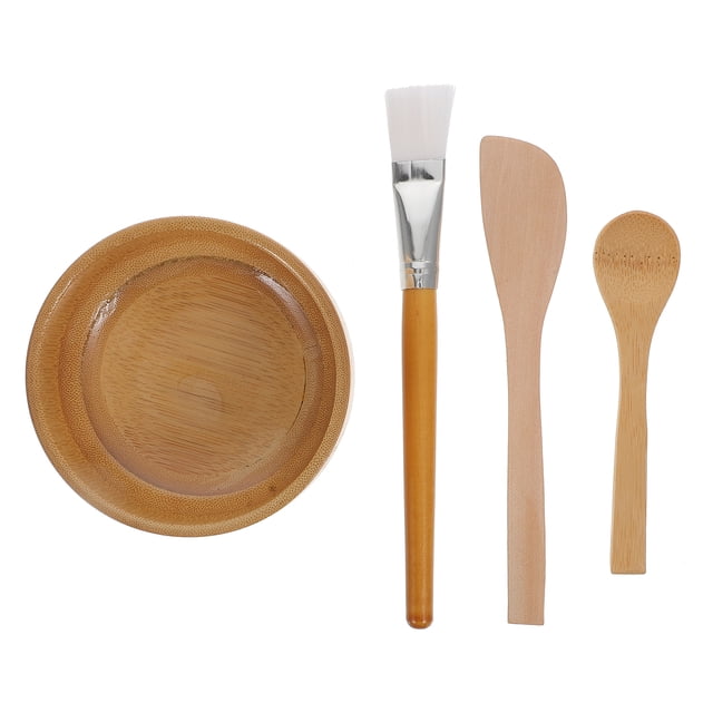 Miangastore 1 Set Wooden Mask DIY Tools Facial Mask Mixing Bowl Facial Mud Mask Applicator