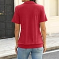 thumbnail image 4 of Womens Cap Sleeve Polo Shirts Summer V Neck Banded Bottom Collared Tops Casual Loose Fit Boxy Tees,Red L, 4 of 5
